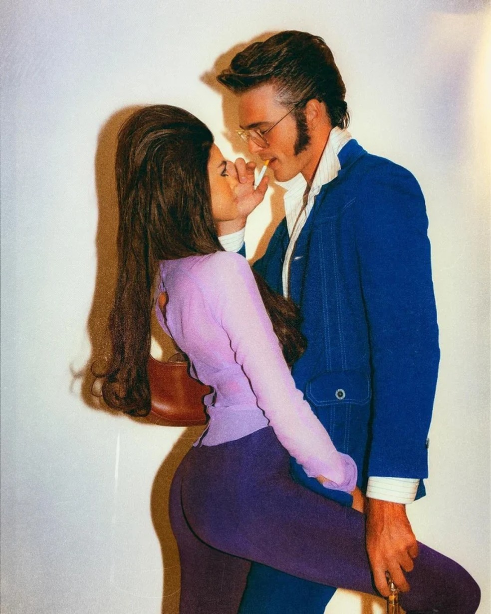Kaia Gerber e Jacob Elordi chegaram a se fantasiar de Priscilla Presley e Elvis Presley em Halloween em 2020 — Foto: Instagram