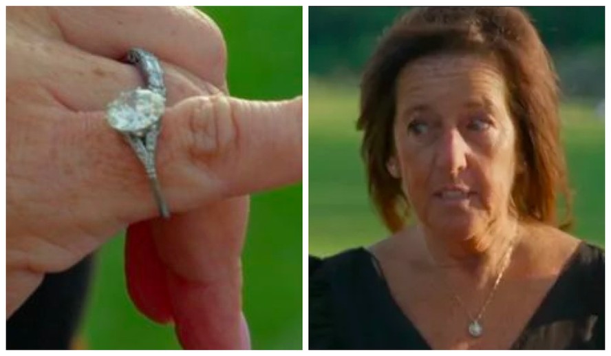 O anel de diamante encontrado dentro de uma meia