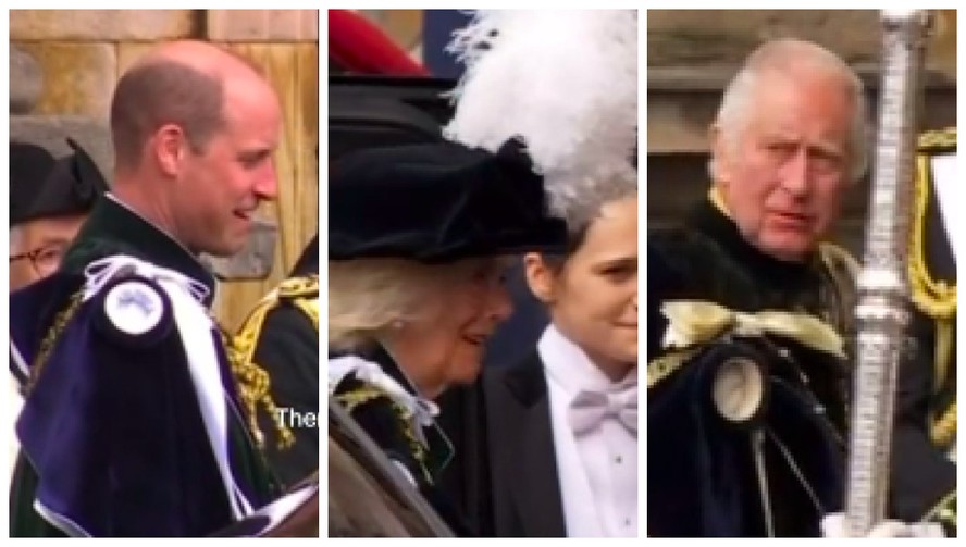 O Príncipe William rindo da irritação de seu pai, o Rei Charles III, com a dificuldade da Rainha Consorte Camilla em descer de um carro