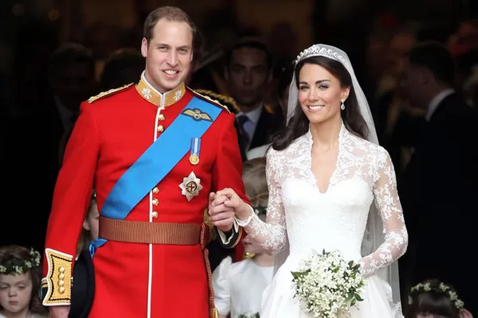 O príncipe William e a princesa Kate Middleton no casamento deles em 2011 — Foto: Getty Images