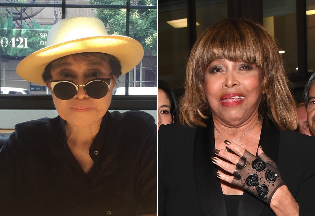Yoko Ono e Tina Turner — Foto: reprodução/Instagram e Getty