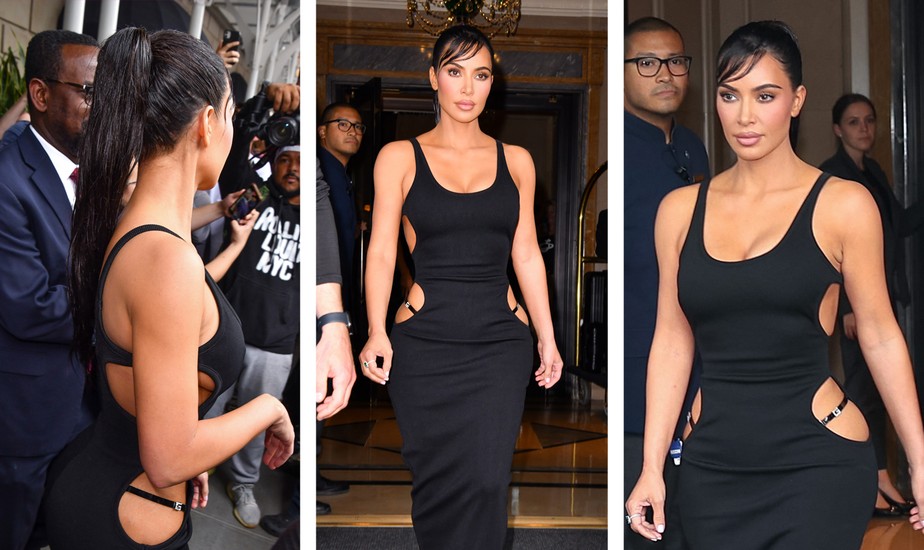Kim Kardashian saindo do hotel Ritz-Carlton em Nova York em 16 de maio de 2023