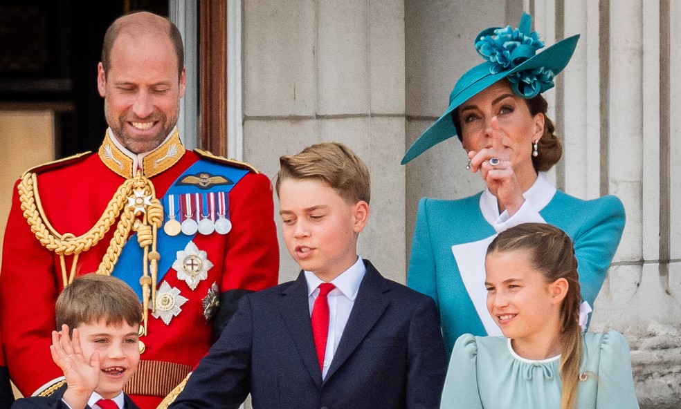 Príncipe William, Kate Middleton e os filhos Louis, George e Charlotte — Foto: Getty Images