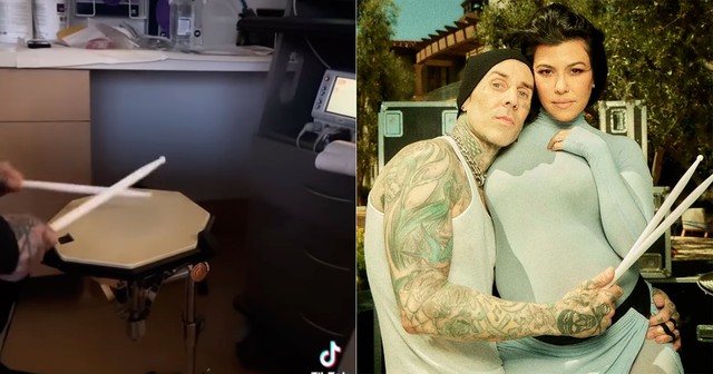 Travis Barker é detonado por tocar bateria na sala de parto pouco antes ...
