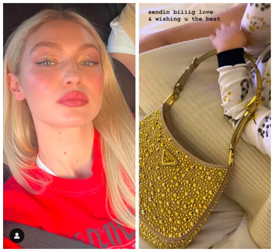 A filha de 2 anos da modelo Gigi Hadid com a bolsa de 20 mil reais
