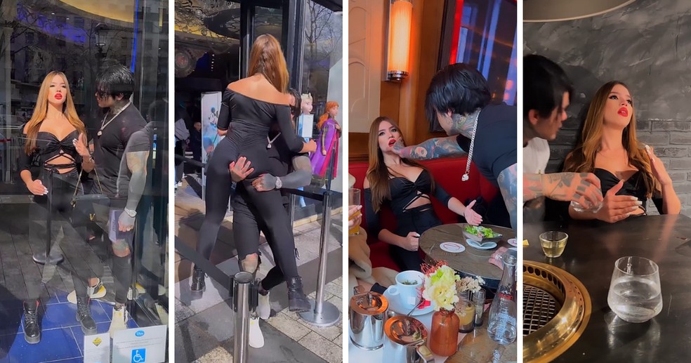 Cenas do vídeo polêmico publicado por Yeferson Cossio e pela sua namorada, a modelo Carolina Gomez  — Foto: Reprodução/Instagram
