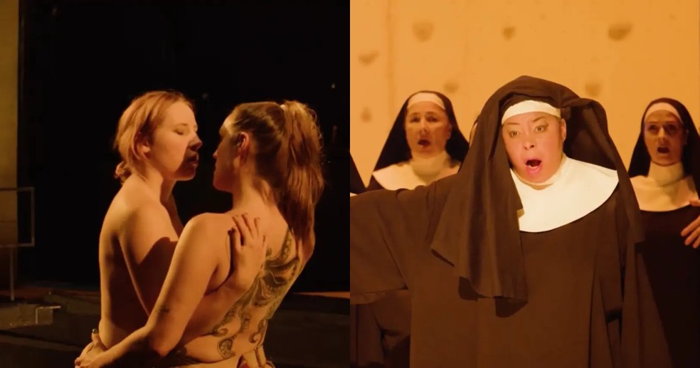 Imagens da polêmica ópera 'Sancta' — Foto: Reprodução/Ópera de Stuttgart