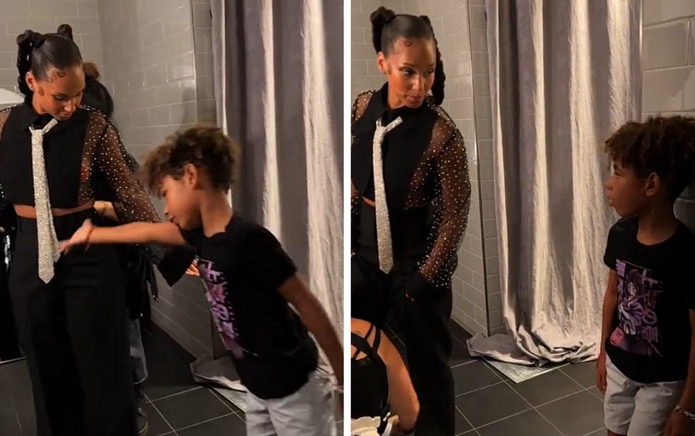 Alicia Keys mostra debate com o filho por causa de seu look — Foto: Reprodução/Instagram