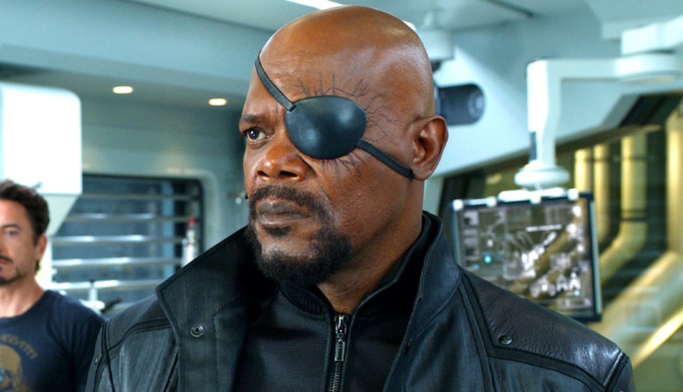 Samuel L. Jackson como o espião Nick Fury em cena de Vingadores (2012) — Foto: Reprodução