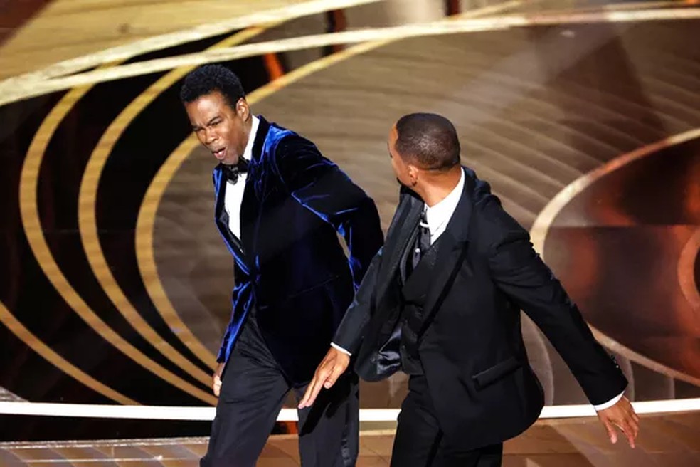 Will Smith deu um tapa em Chris Rock no Oscar 2022 — Foto: Getty Images
