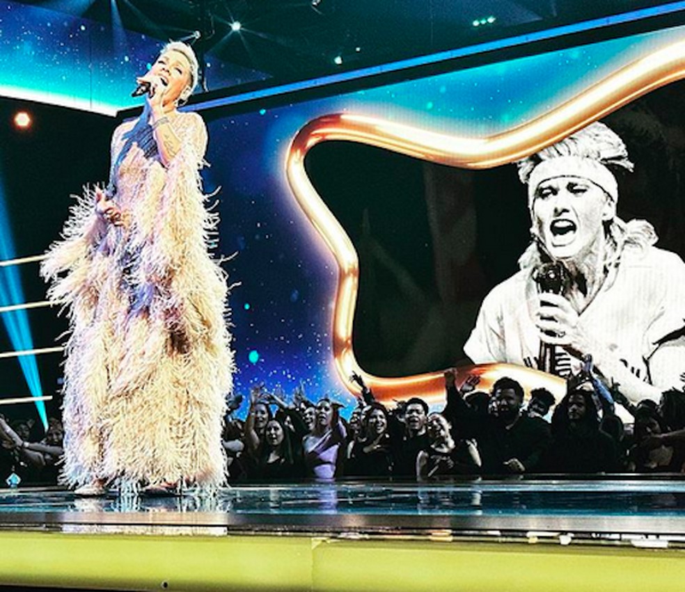 A cantora Pink em sua apresentação no American Music Awards 2022 — Foto: Instagram