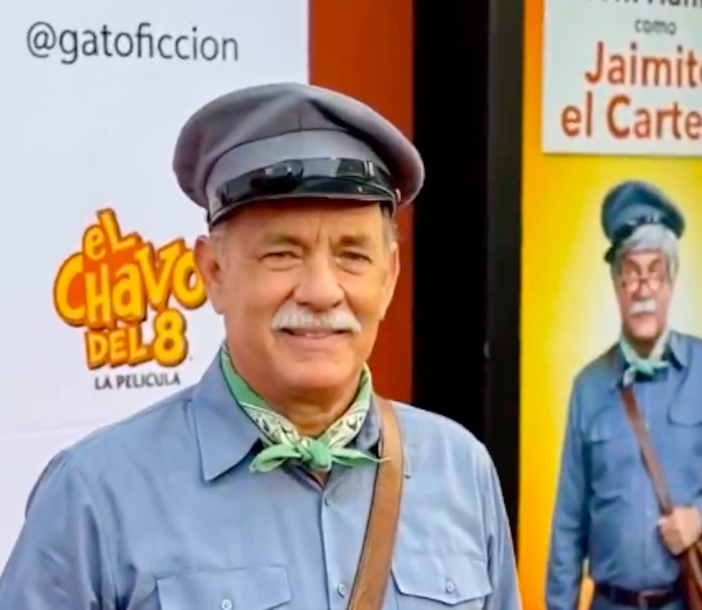 Imagem feita por inteligência artificial mostrando Tom Hanks como personagem de falso remake hollywoodiano de Chaves — Foto: Reprodução/IA