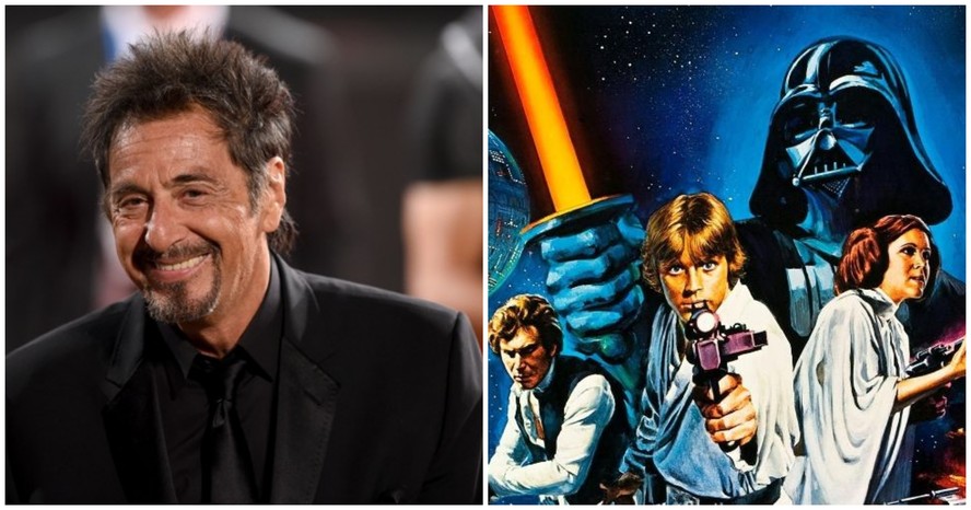 Al Pacino e o cartaz original de 'Star Wars' (1977)