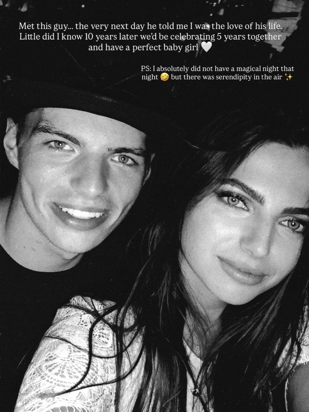 Max Verstappen e Kelly Piquet quando se conheceram — Foto: Reprodução/Instagram