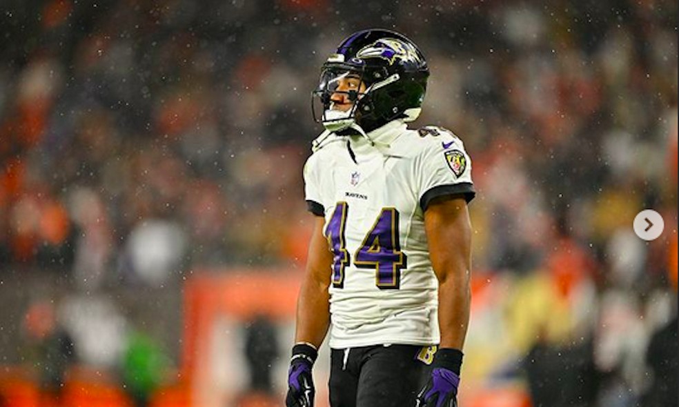 Marlon Humphrey com o uniforme do Baltimore Ravens — Foto: Instagram