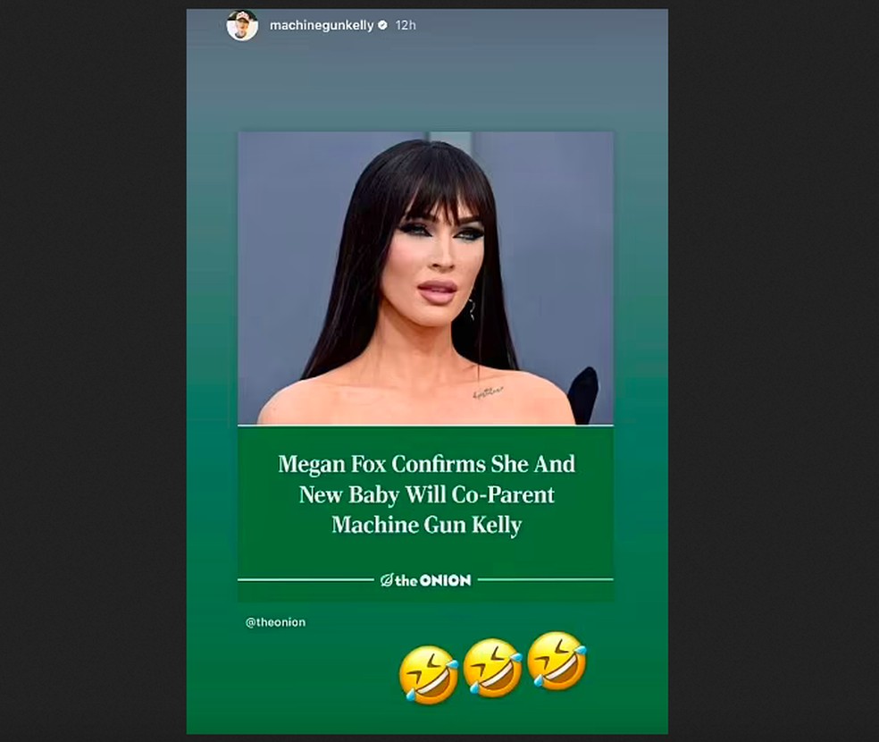 A reação de Machine Gun Kelly a site de humor que disse que Megan Fox e ...