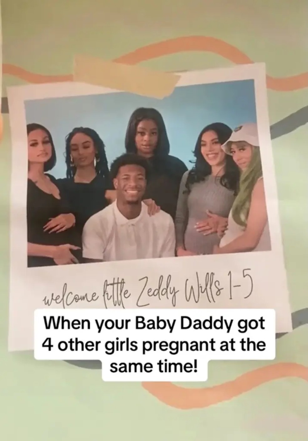 Zeddy Will com as cinco mães de seus cinco filhos — Foto: reprodução/tiktok