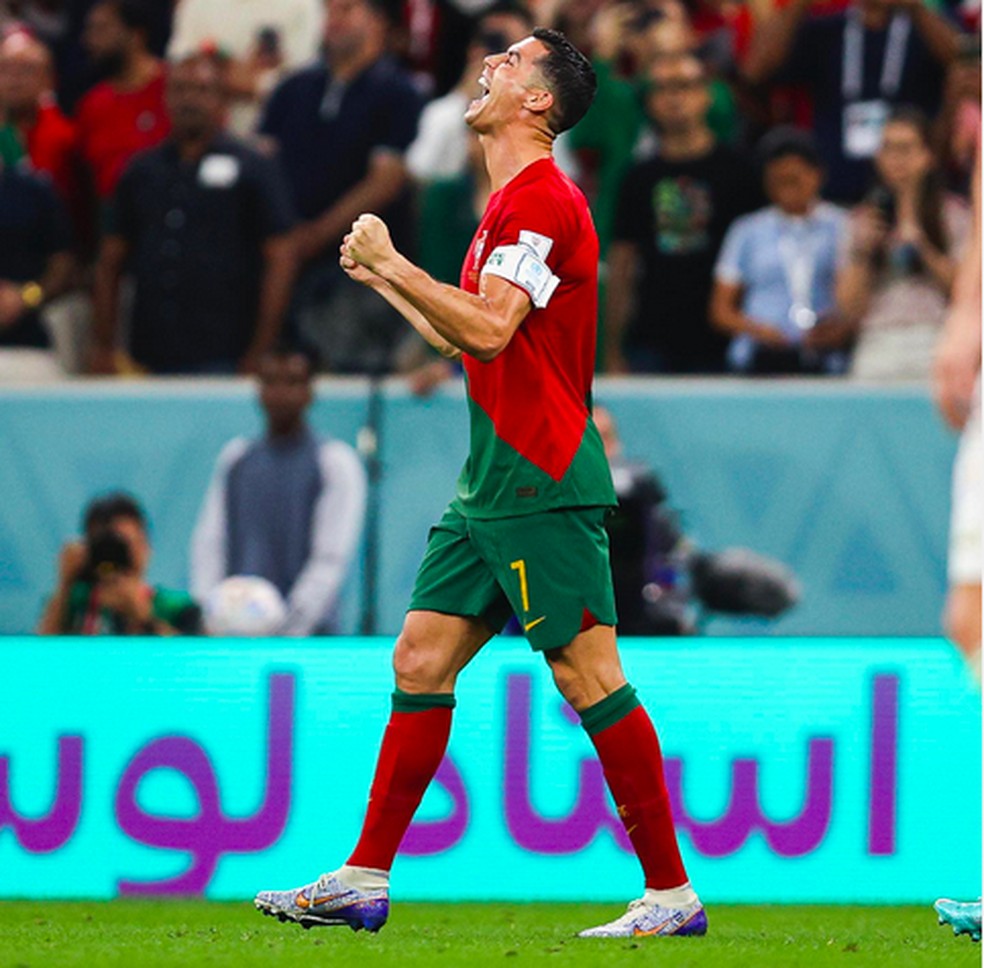 Cristiano Ronaldo em ação por Portugal na Copa do Mundo do Catar — Foto: Instagram