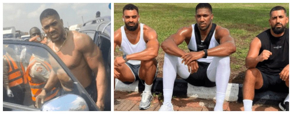 Anthony Joshua sendo retirado de carro após acidente que resultou na morte de dois amigos — Foto: Reprodução