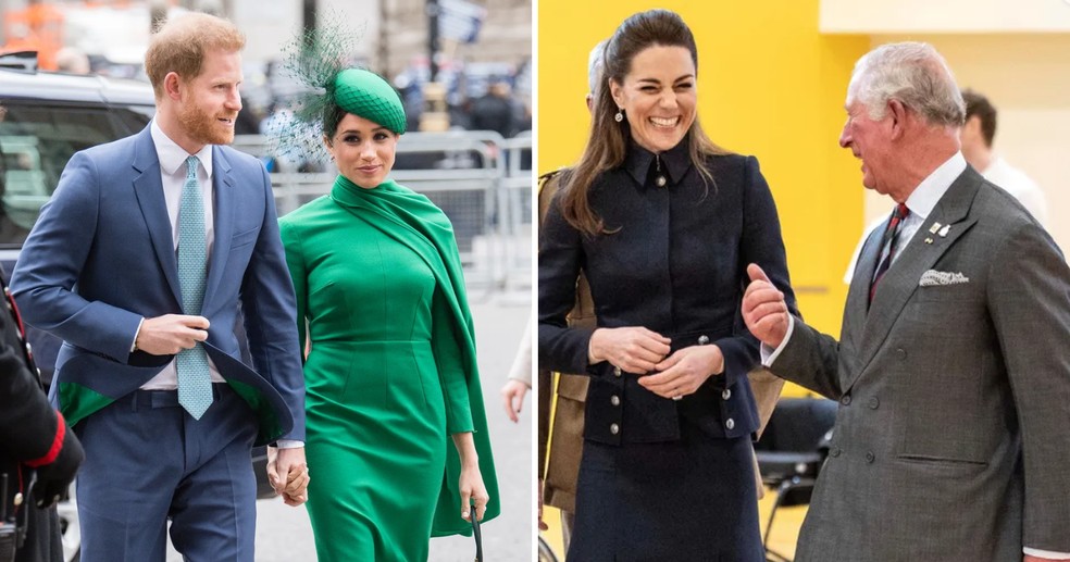 Harry e Meghan; Kate Middleton e Charles III — Foto: Getty Images