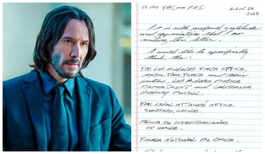 Keanu Reeves manda cartinha à mão para agradecer FBI por recuperar ...