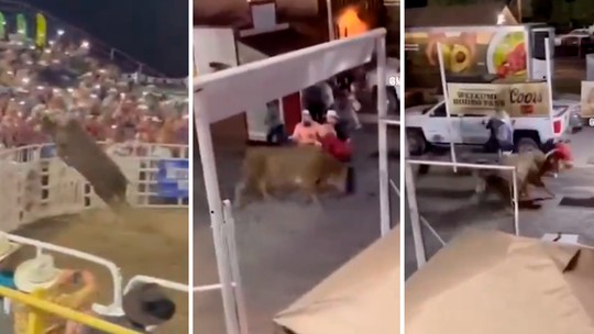 Touro salta grade de segurança e ataca mulher vestida de vermelho em rodeio nos EUA; vídeo