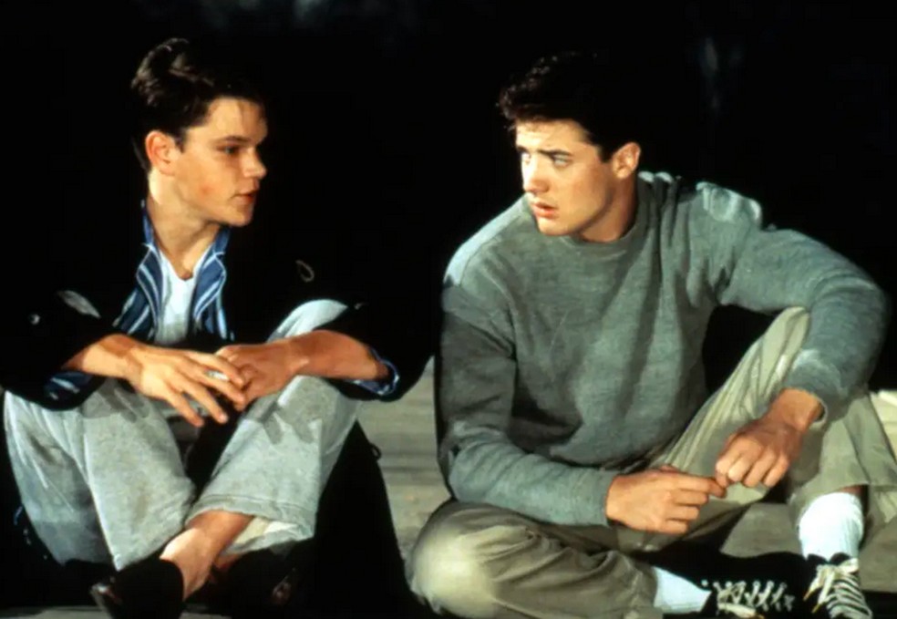 Matt Damon e Brendan Fraser em cena de Código de Honra (1992) — Foto: Reprodução