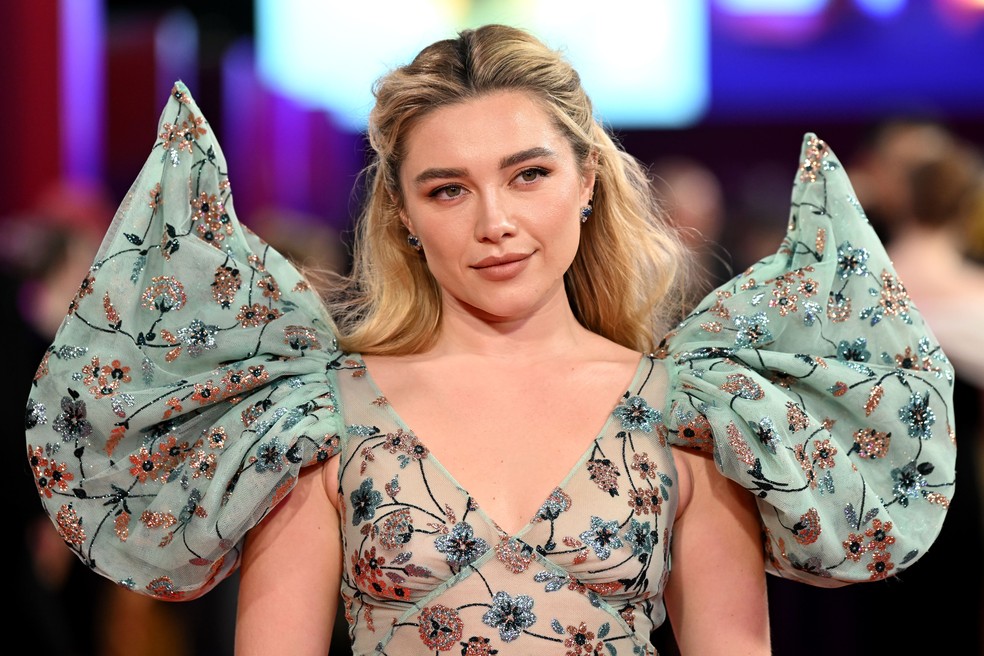Florence Pugh na première de 'Klara e o Sol' em Londres — Foto: Getty