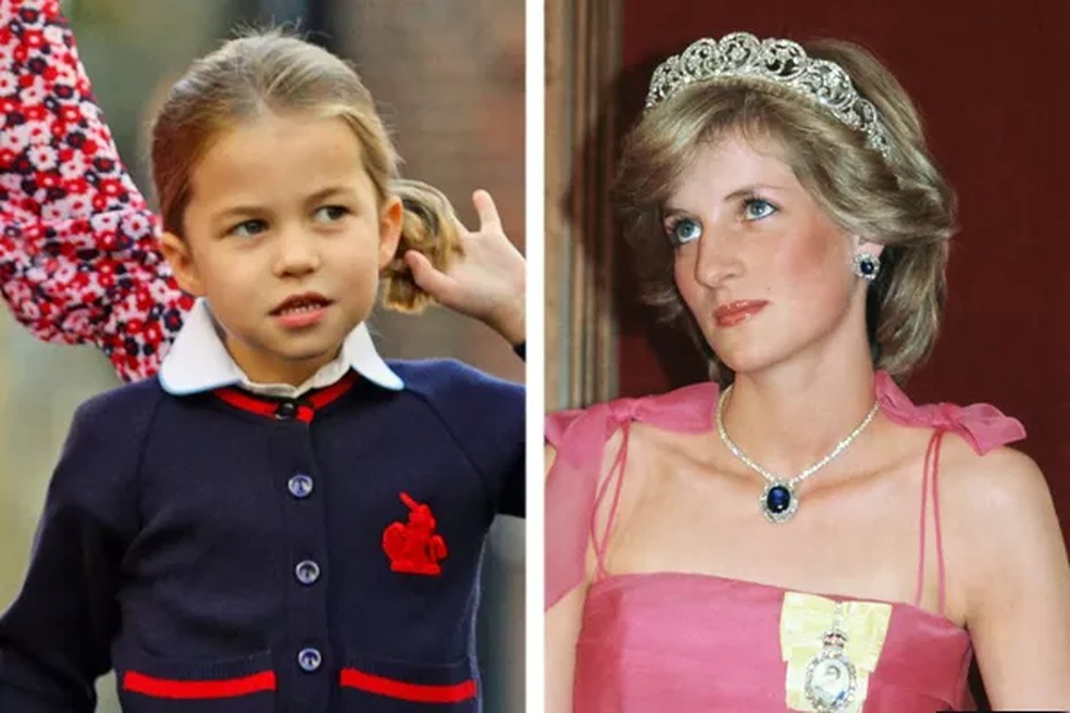 A princesa Charlotte e sua avó, a princesa Diana  — Foto: Getty Images