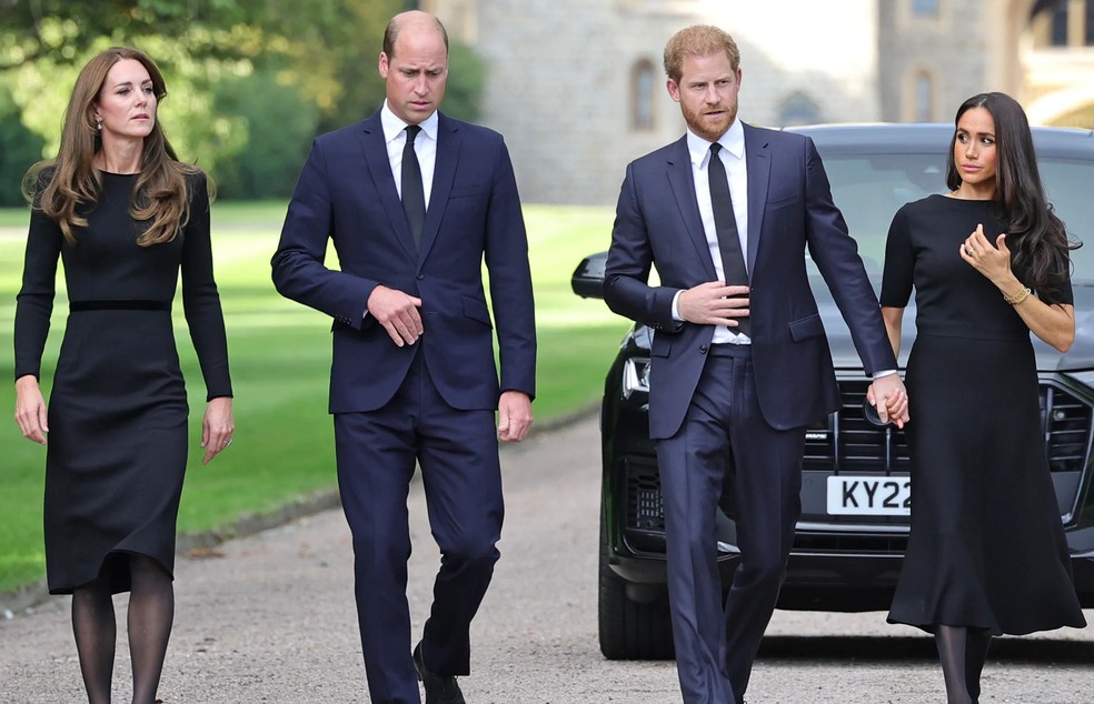 Kate Middleton, Príncipe William, Príncipe Harry e Meghan Markle em setembro de 2022 — Foto: Getty Images