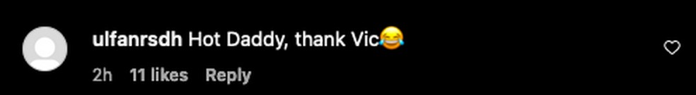 Um dos elogios compartilhados na conta de Victoria Beckham — Foto: Instagram