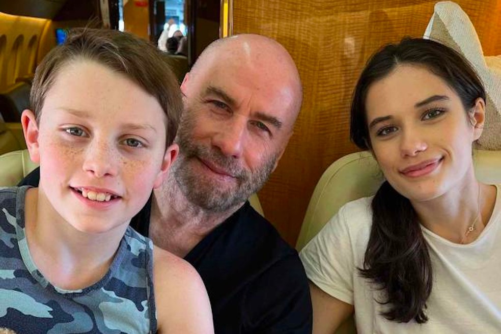 O ator John Travolta com os filhos — Foto: Instagram