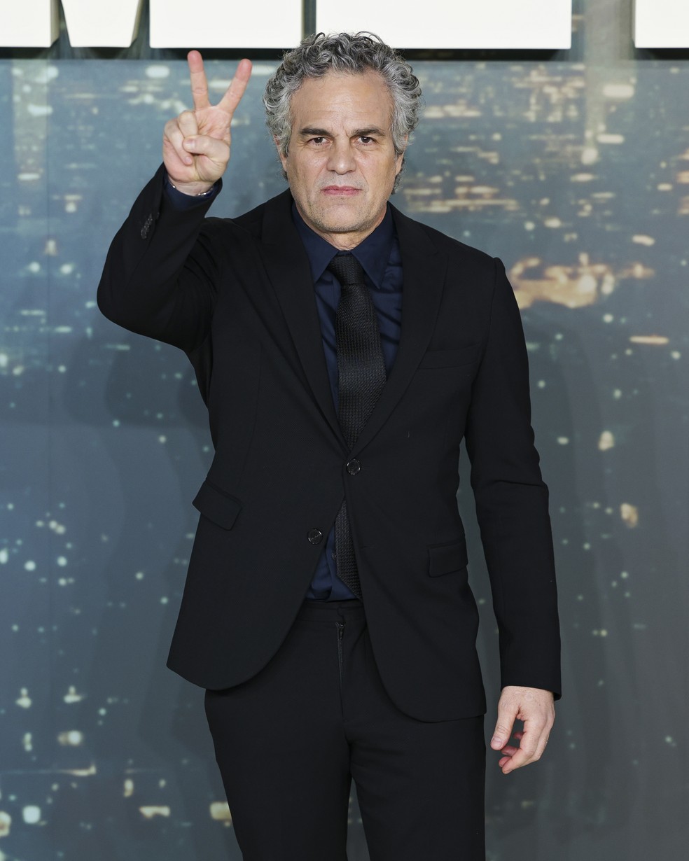 Mark Ruffalo no evento de lançamento de Caminhos do Crime (2026) em Londres, em 28 de janeiro de 2026 — Foto: Getty Images
