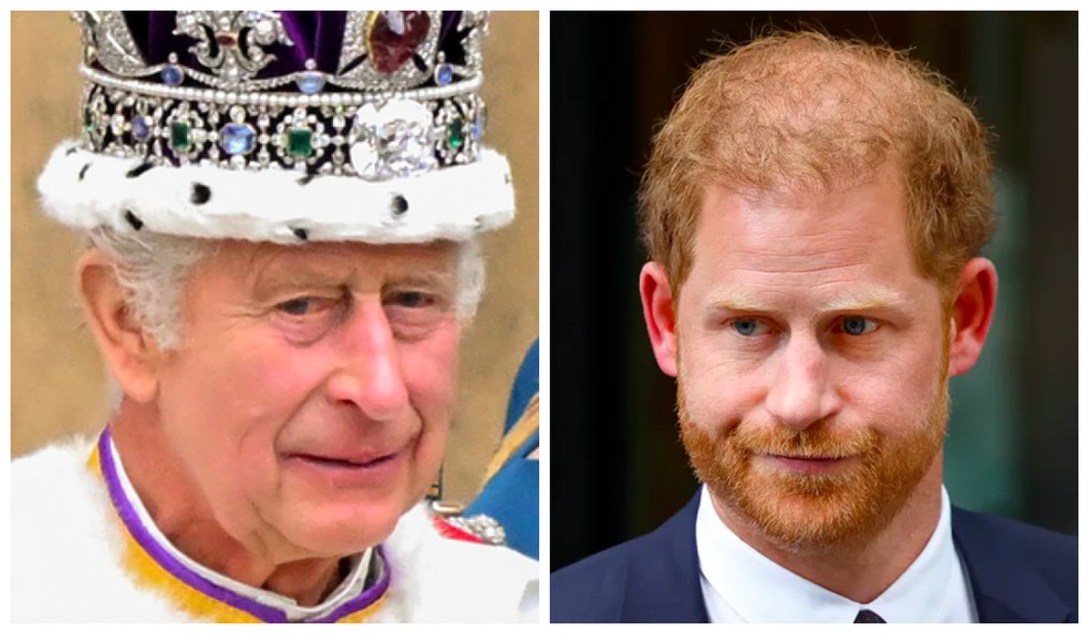 O Rei Charles III e o Príncipe Harry — Foto: Getty Images