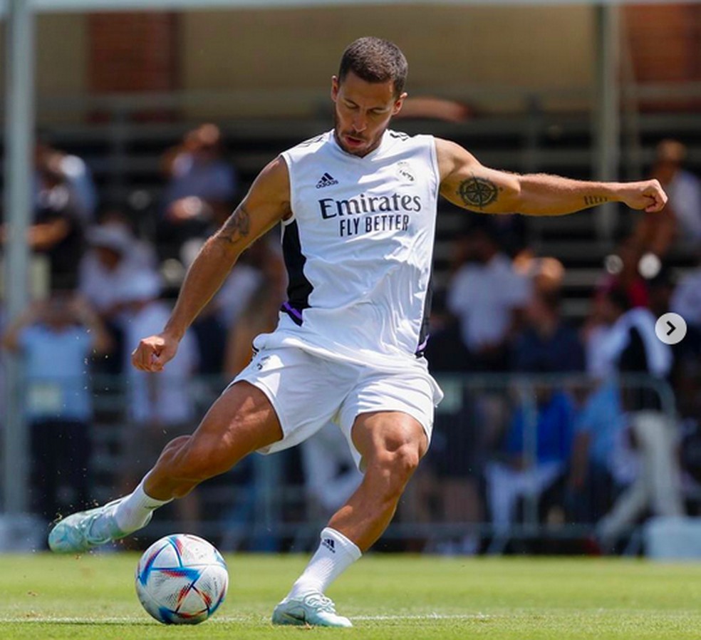 Eden Hazard em treino do Real Madrid — Foto: Instagram