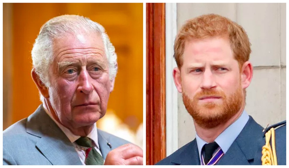 O Rei Charles III e o Príncipe Harry — Foto: Getty Images