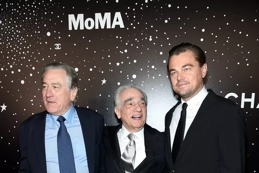 Robert De Niro, Martin Scorsese e Leonardo DiCaprio — Foto: Getty Images