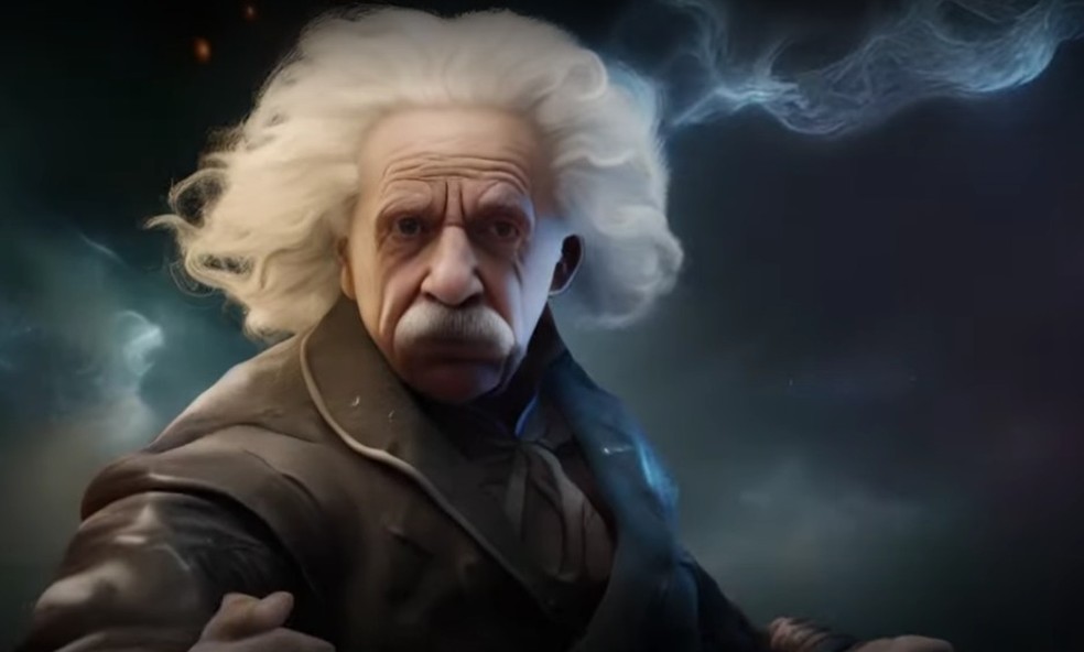 O físico Albert Einstein em versão de 'Mortal Kombat' feita por IA — Foto: Reprodução