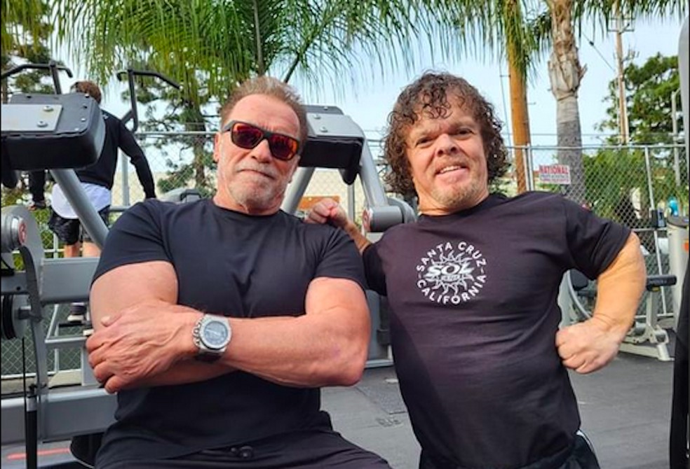 O ator Arnold Schwarzenegger com o amigo ator e dublê Douglas Farrell — Foto: Instagram