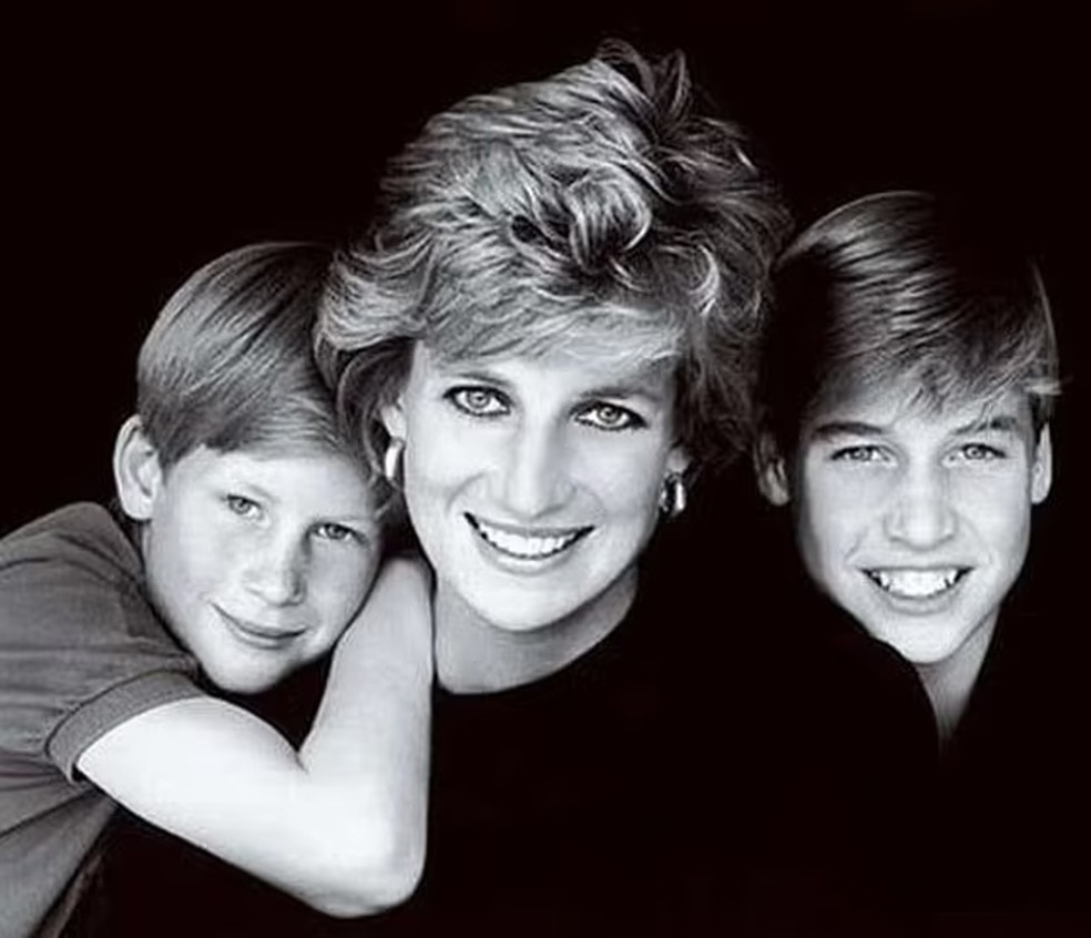 Cartão de natal da Princesa Diana, Príncipe Harry e Príncipe William de 1995 — Foto: Reprodução