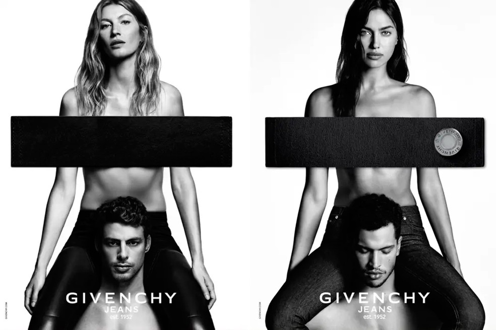 Gisele Bündchen e Irina Shayk em anúncios da Givenchy Jeans — Foto: divulgação