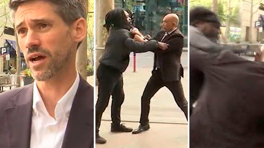 Entrevista com prefeito é interrompida por briga envolvendo segurança e homem que atrapalhava gravação; vídeo