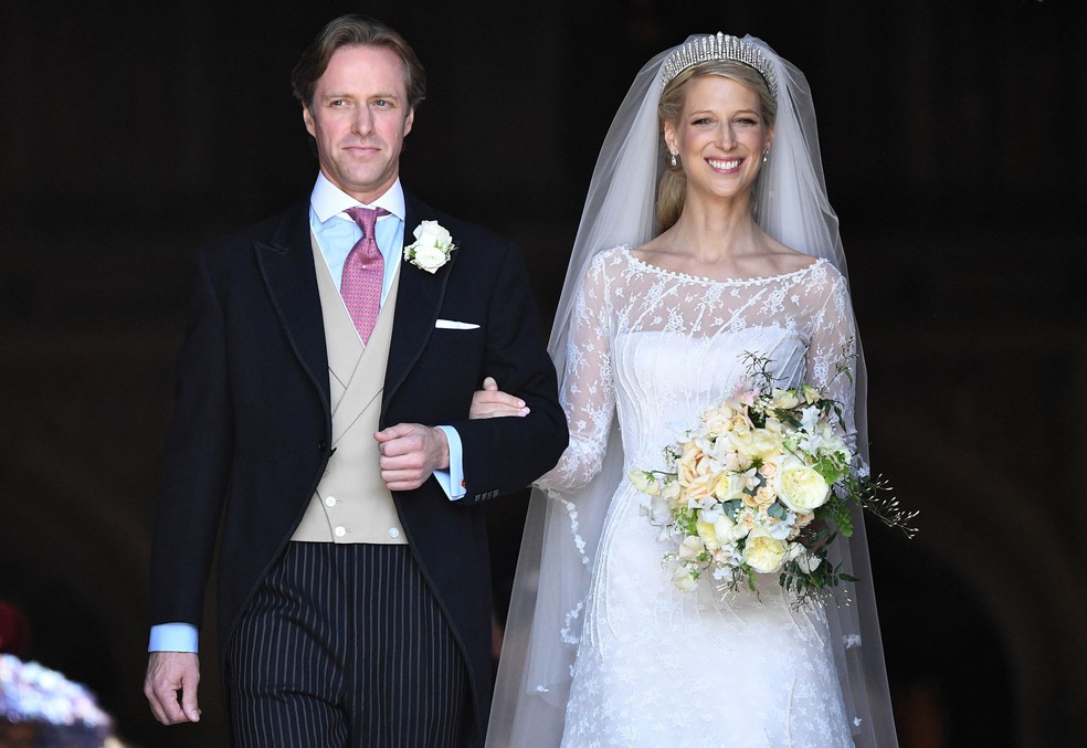 Thomas Kingston em seu casamento com Gabriella Windsor — Foto: Getty