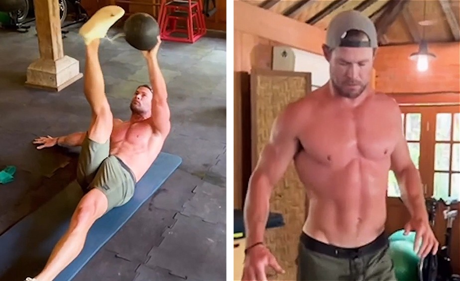 Chris Hemsworth mostrou rotina de malhação no Instagram
