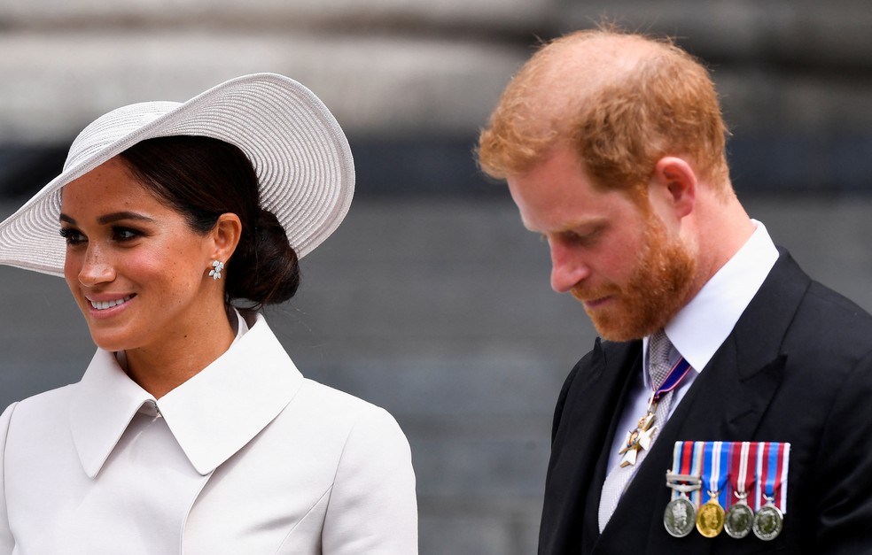 Meghan Markle e Príncipe Harry em evento da Família Real — Foto: Getty Images