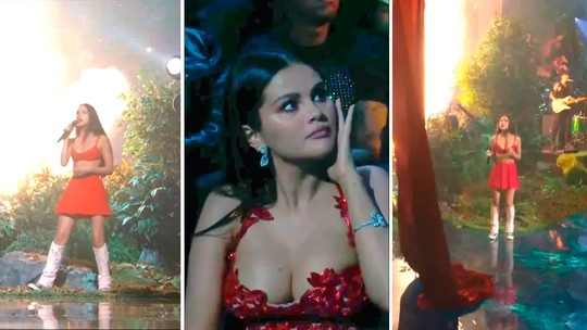 Selena Gomez viraliza com susto em apresentação 'desastrosa' de Olivia Rodrigo