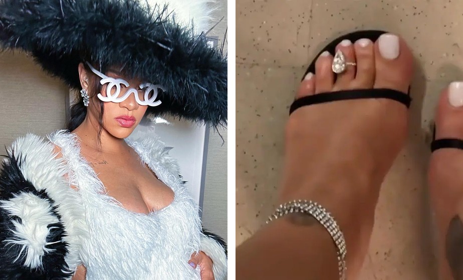 Rihanna ostentou diamante de US$ 1 milhão no pé em evento antes do Met Gala 2023
