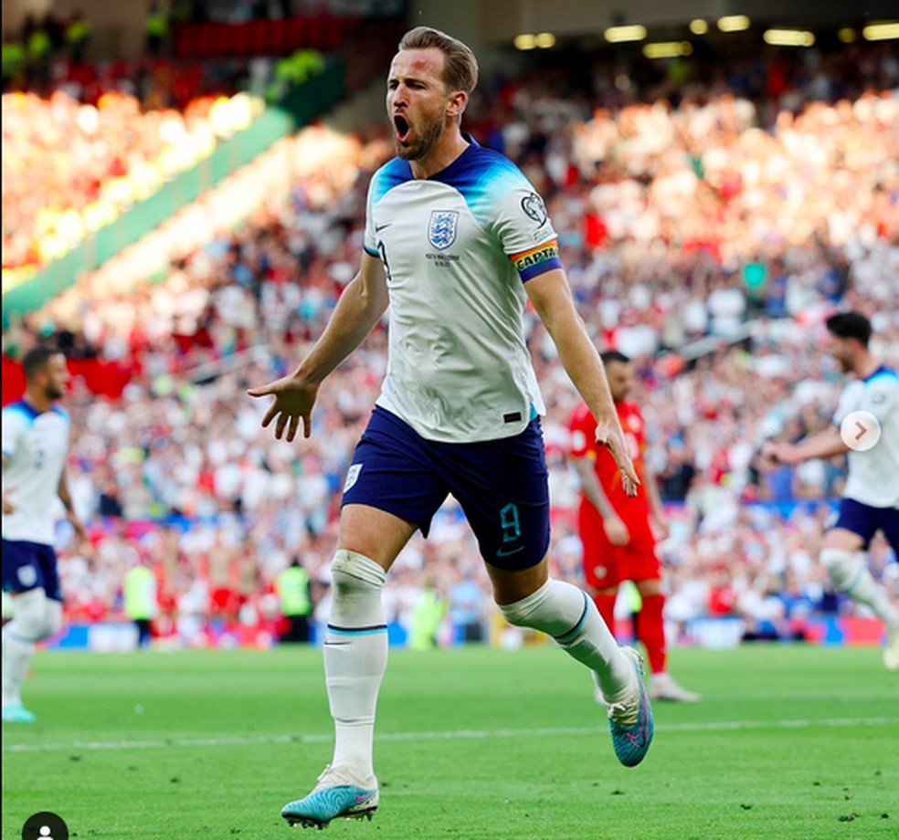 Harry Kane em ação pela Inglaterra — Foto: Instagram