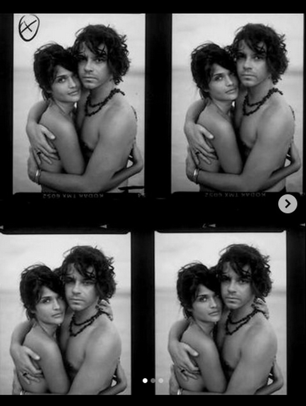 Helena Christensen e Michael Hutchence (1960-1997) em fotos antigas compartilhadas pela modelo nas redes sociais — Foto: Instagram