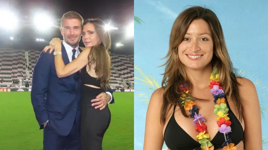 O casal David e Victoria Beckham; Rebecca Loos, que supostamente teve um affair com o ex-jogador